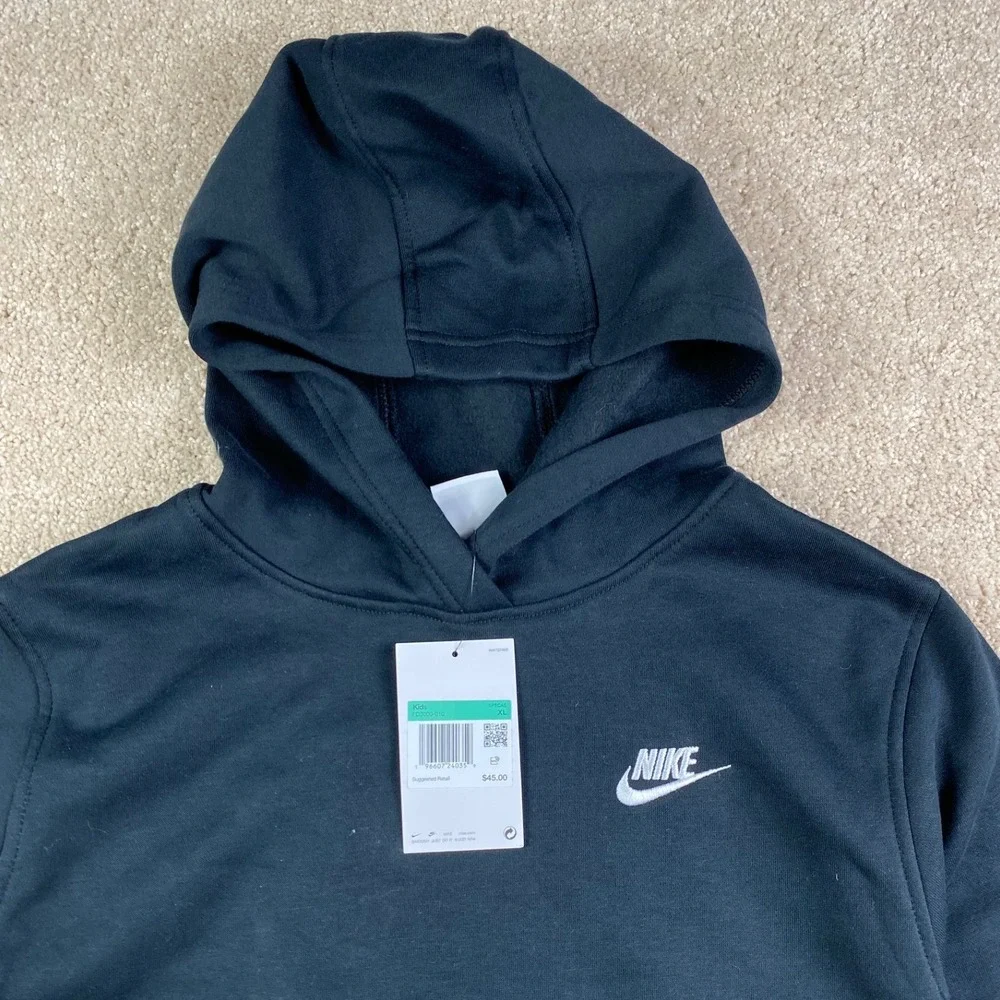 Nike Kids Sportswear Pullover Hoodie Black Fleece FD3000-010 XL